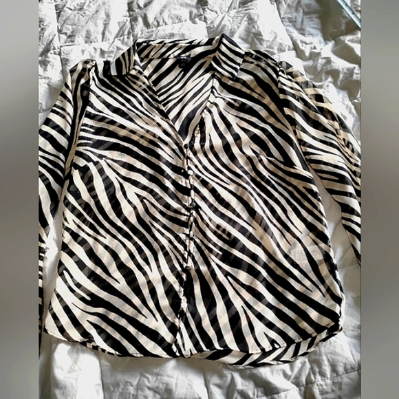 River Island Zebra Print Sheer Long Sleeve Top - Picture 11 of 11